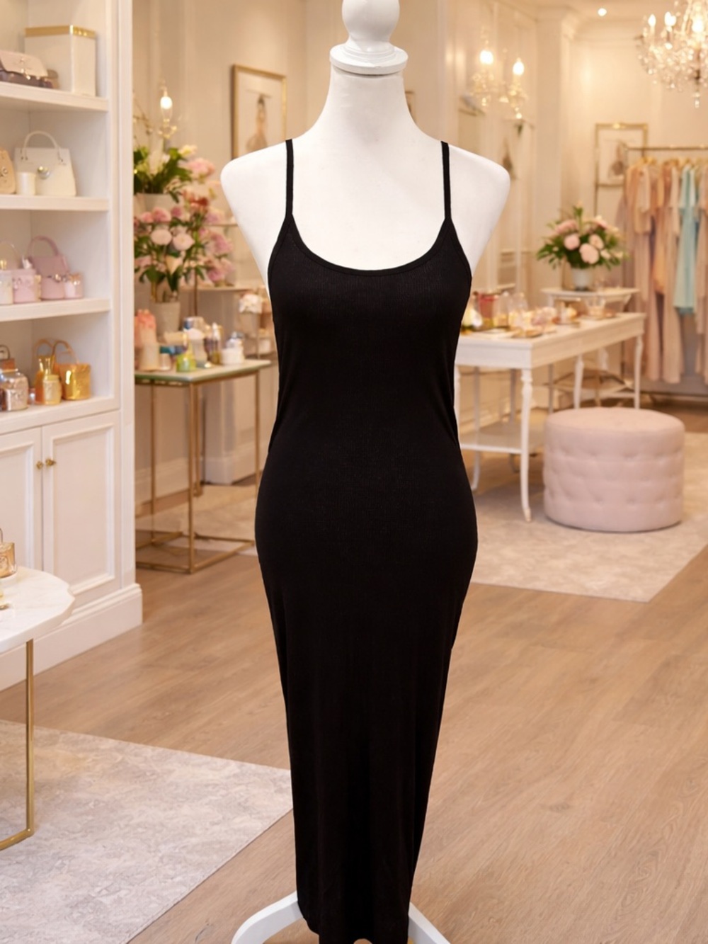 AGOLDE Black Ribbed Maxi Dress Size Small NWOT Minimalist Bodycon